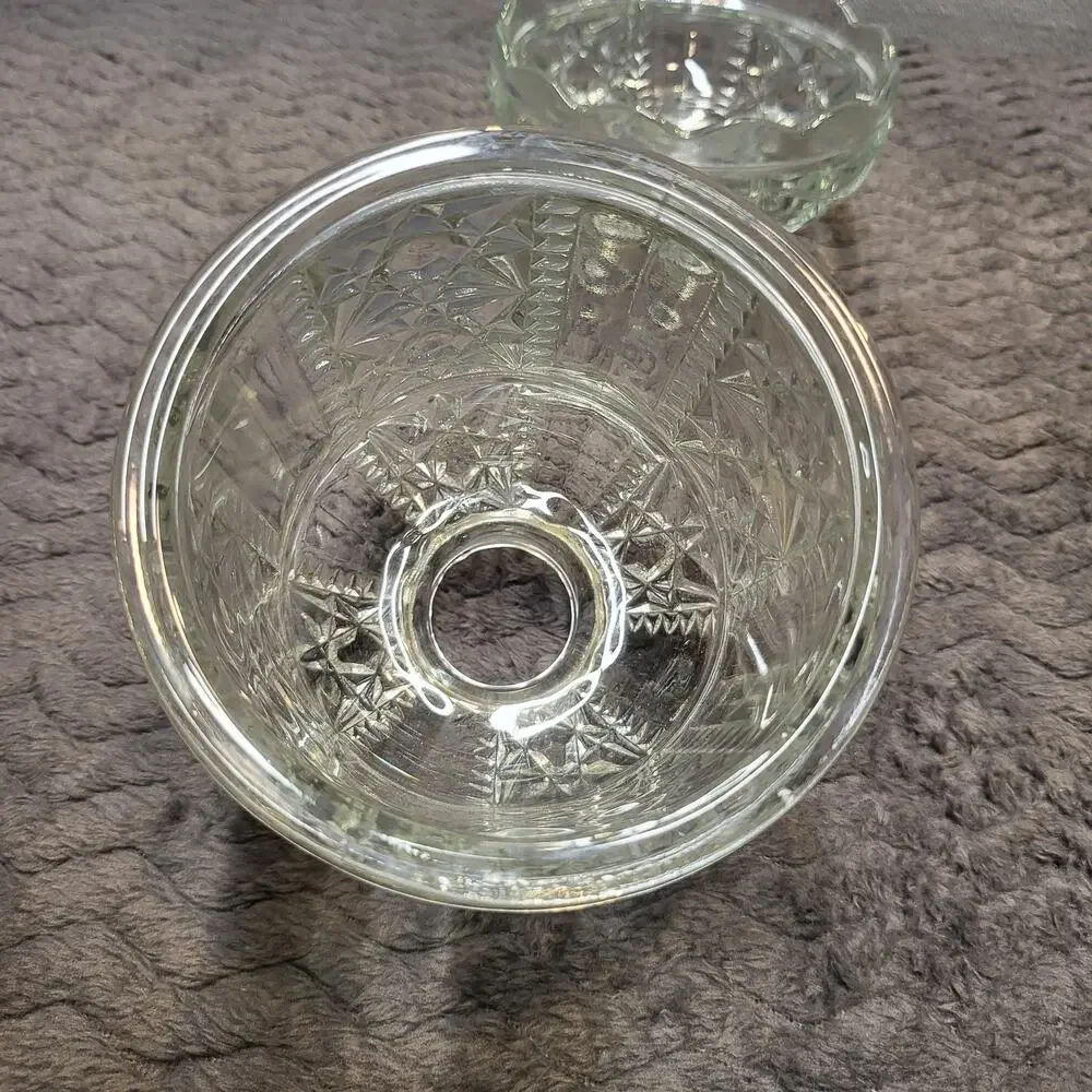 Vintage Indiana Glass Stars and Bars Clear Fairy Lamp